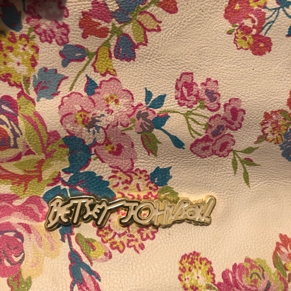 Betsey Johnson Spring Florals Large Double Handle Bag Big Bows Colorful 17X12” - Picture 8 of 13